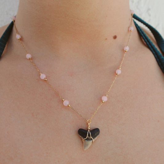 pink beaded bullshark necklace