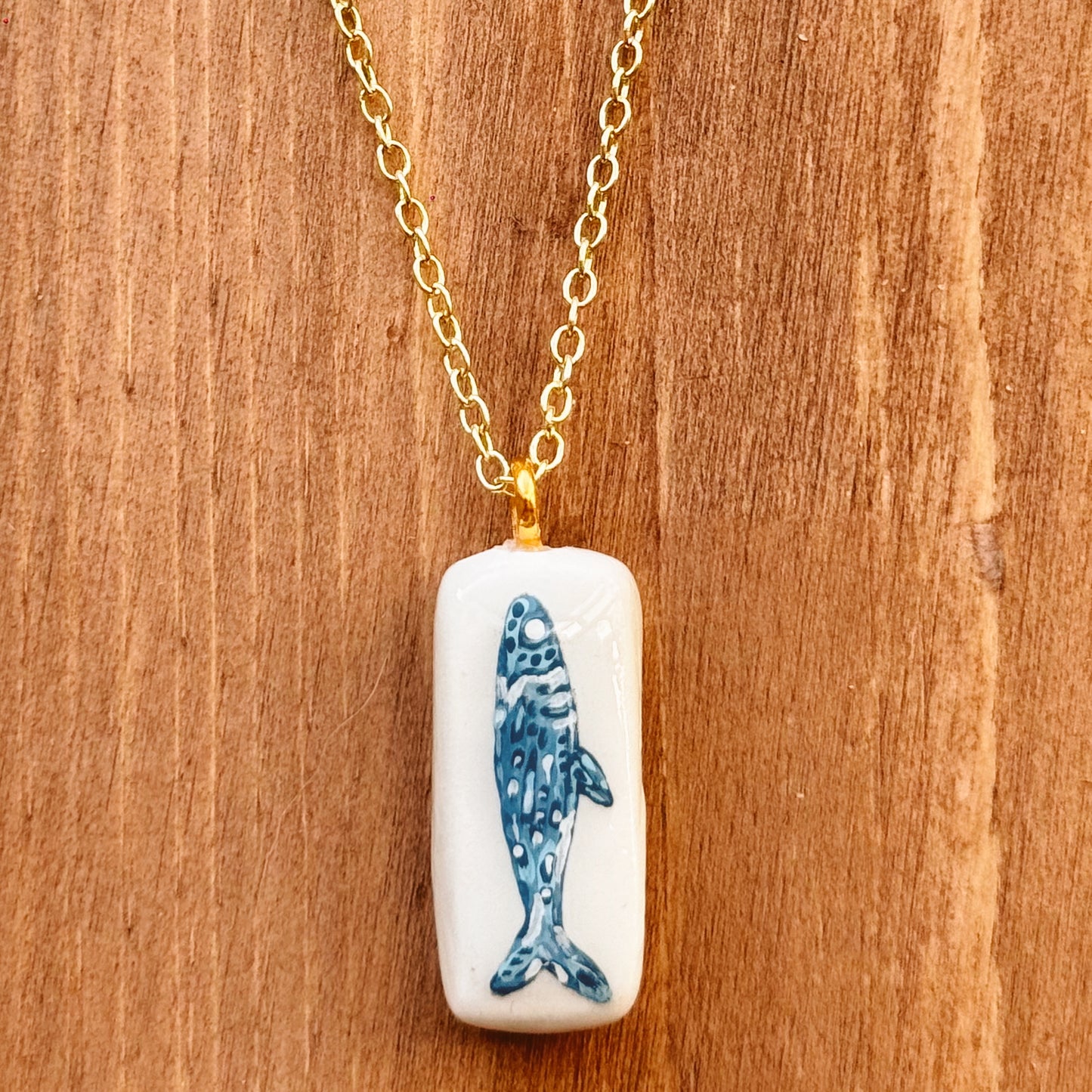 hand painted mackerel necklace