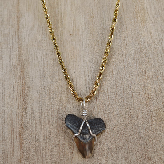 men’s 2 tone bullshark necklace