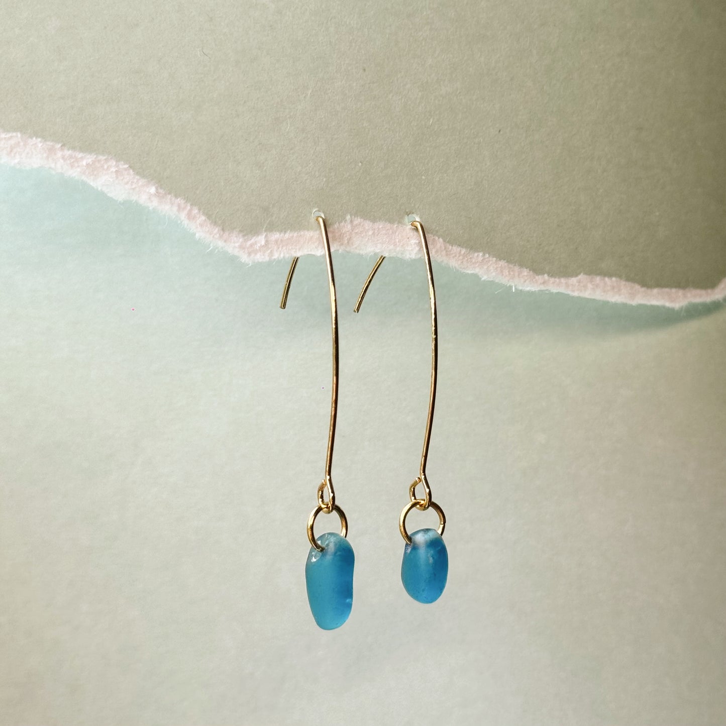 blue glass hanger earrings