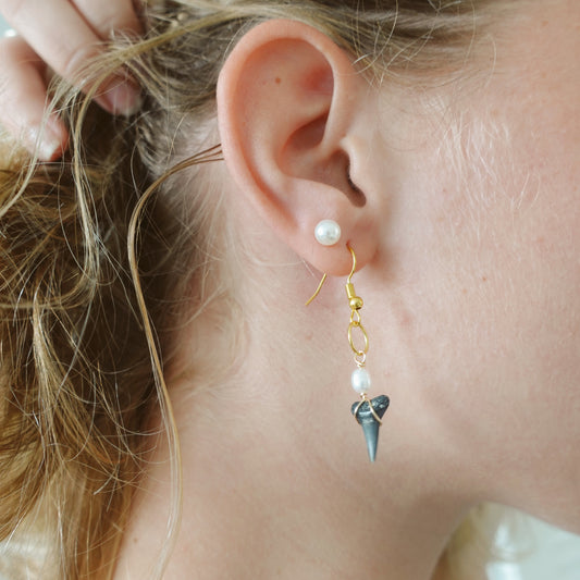 lemon and pearl dangle earrings