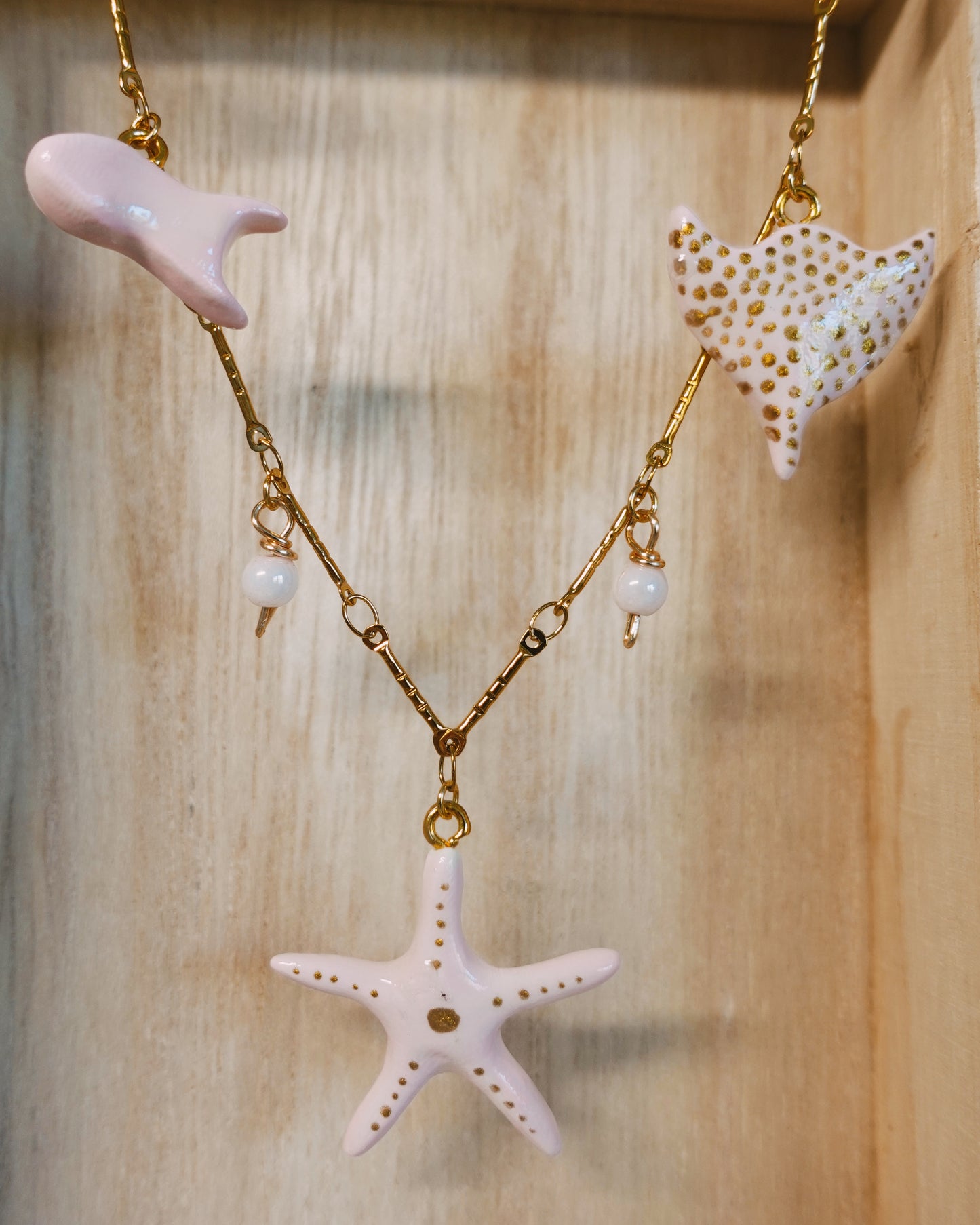 pink ocean charm necklace