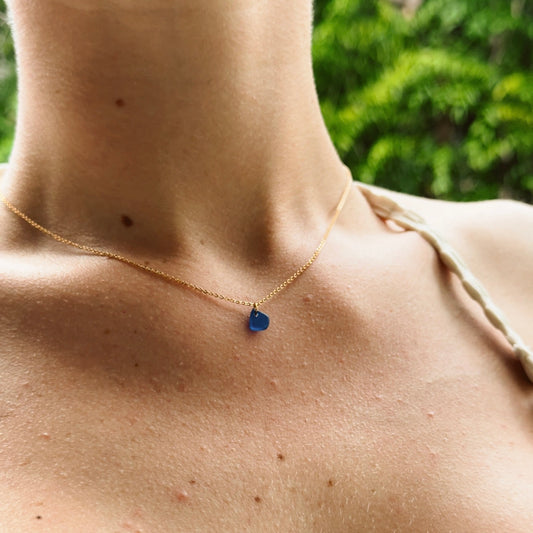 drift necklace - blue sea glass