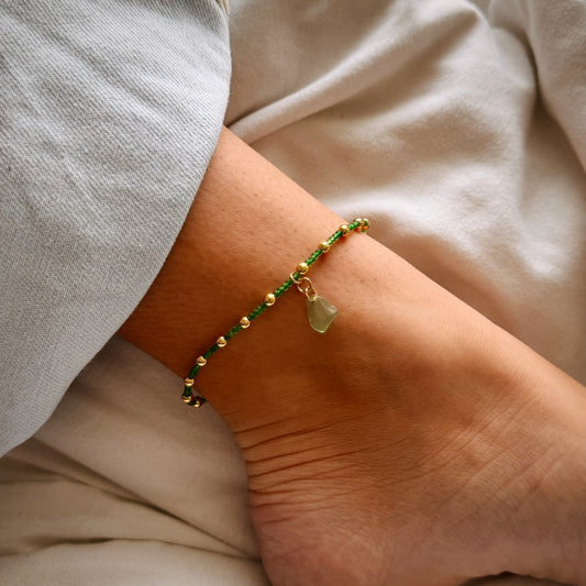 green seaglass anklet