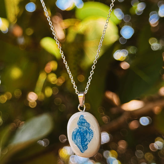 hand painted seashell necklace