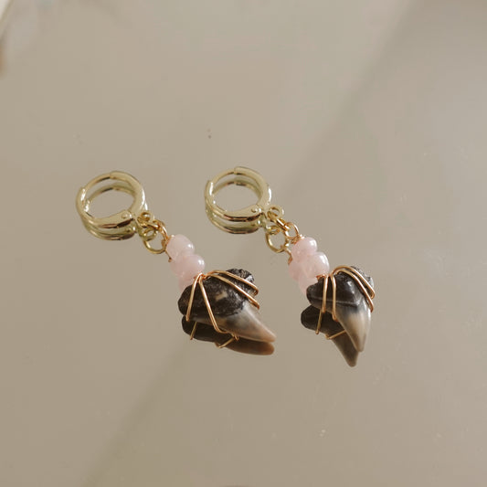 beaded bull shark earrings