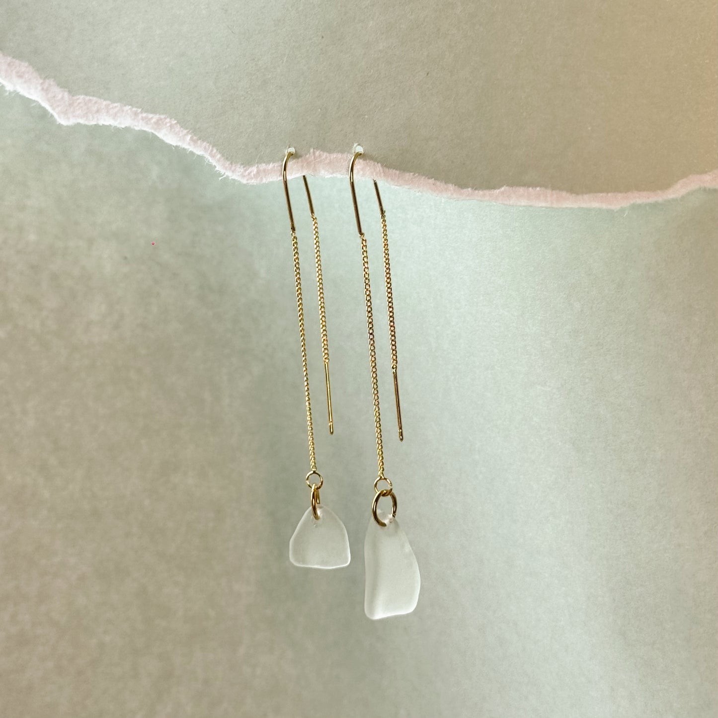 aqua sea glass ear threads
