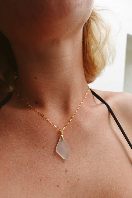 Light Grey Seaglass Pendant Necklace