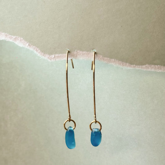 blue glass hanger earrings