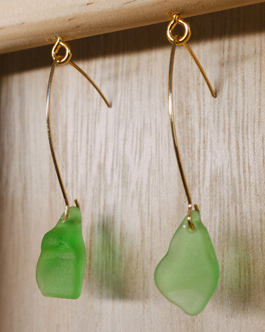 green sea glass earrings