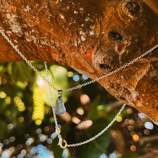 periwinkle seaglass pendant necklace