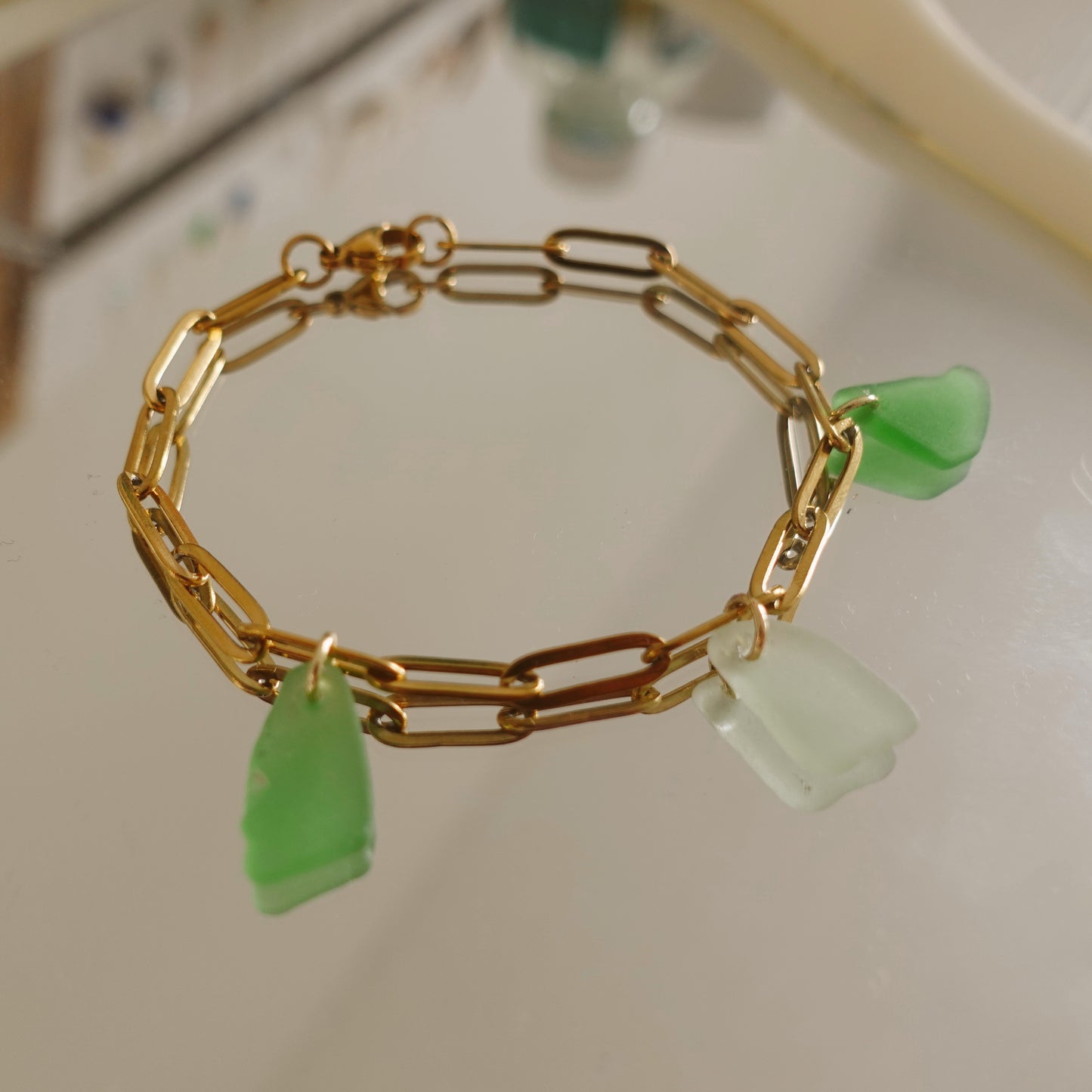 sea glass charm bracelet