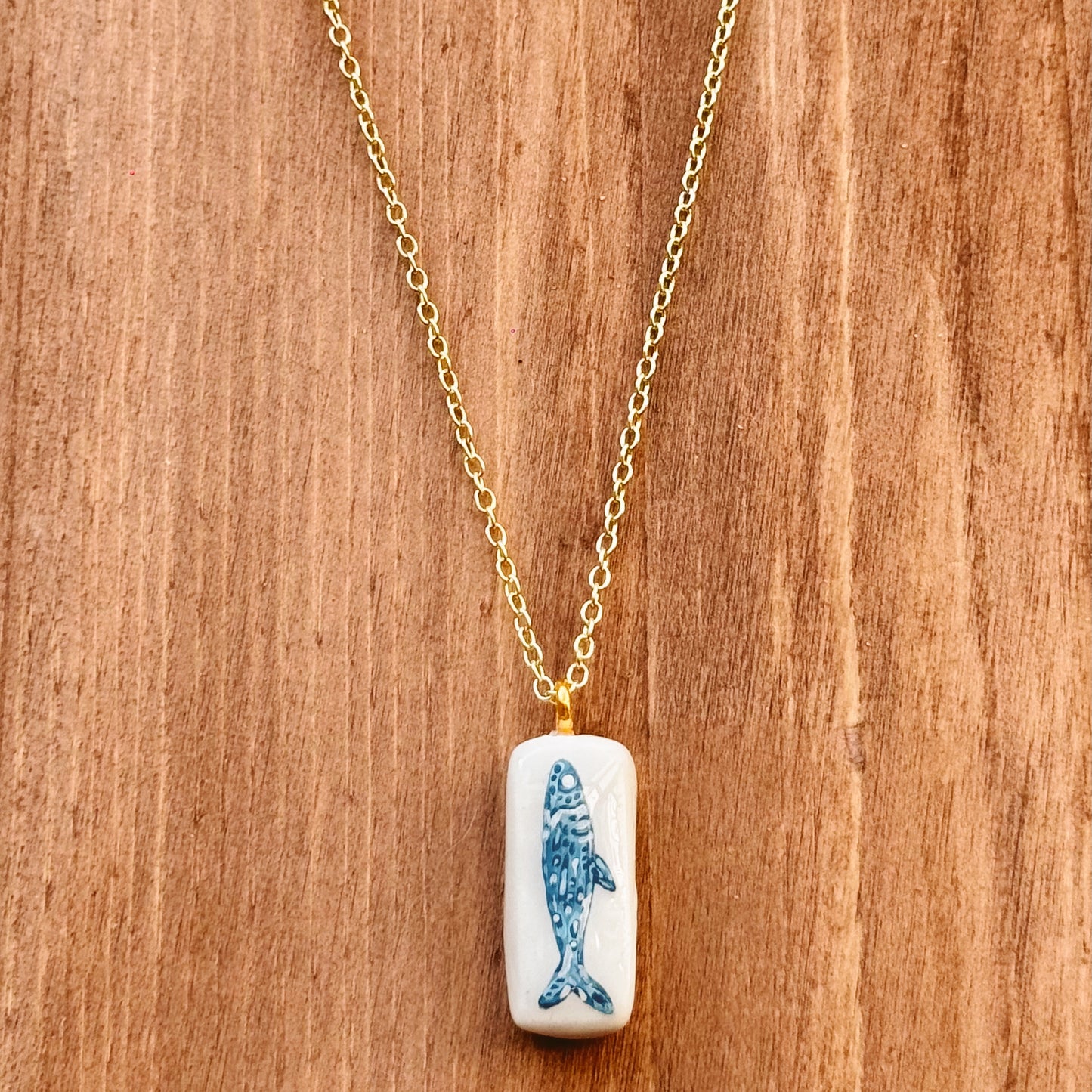 hand painted mackerel necklace