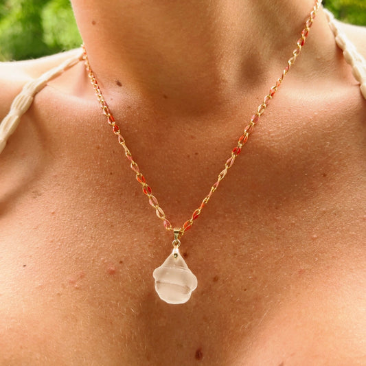bottle top sea glass necklace
