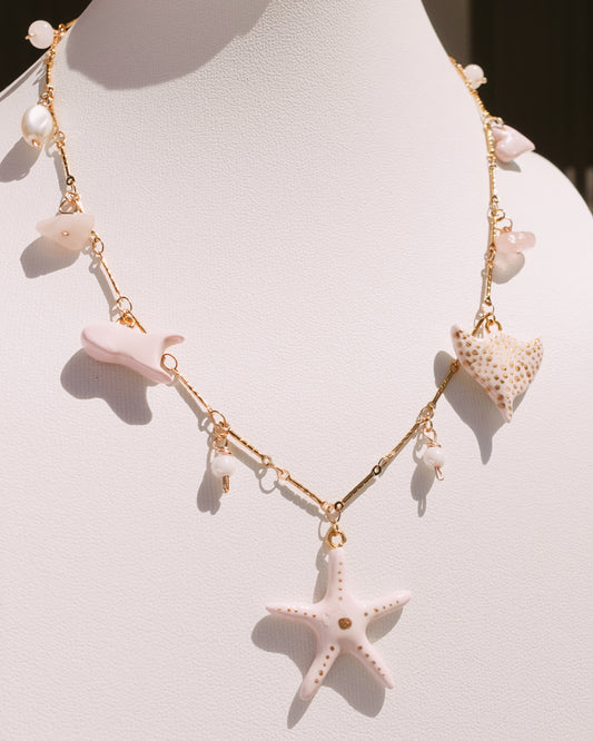 pink ocean charm necklace