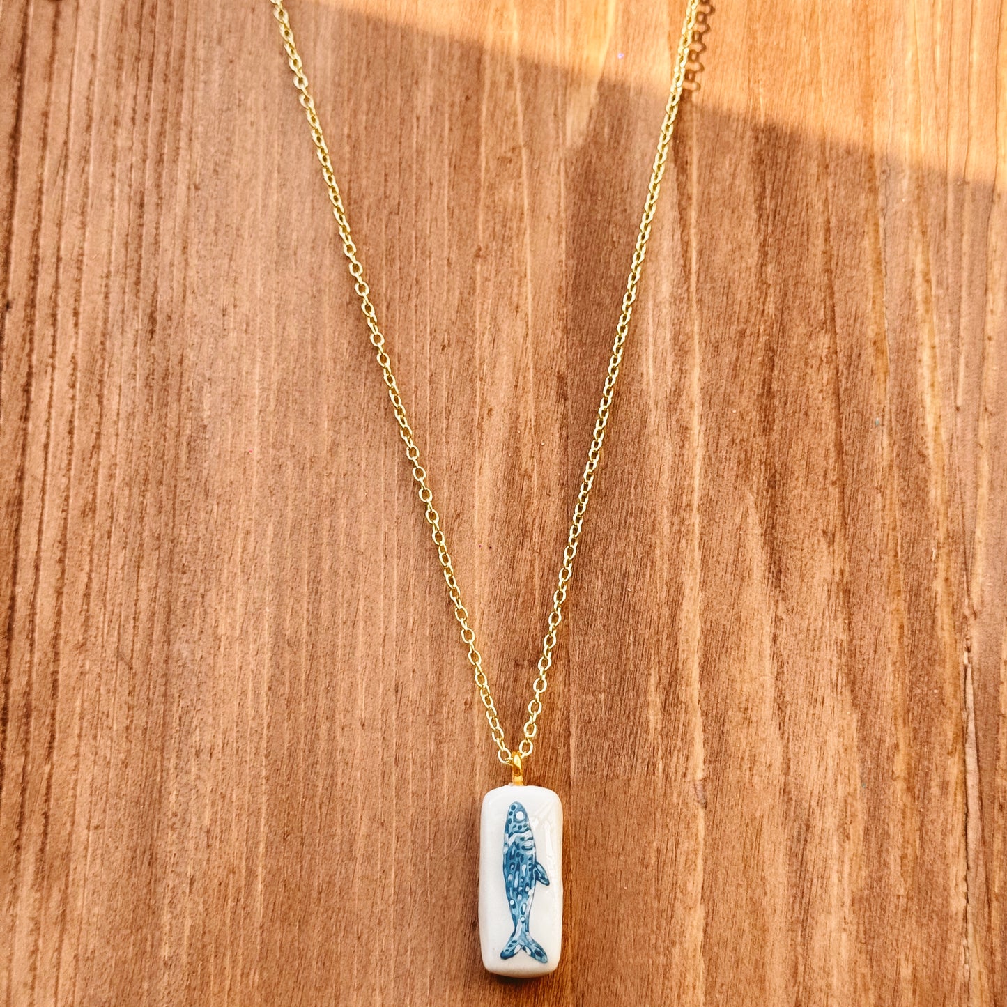 hand painted mackerel necklace