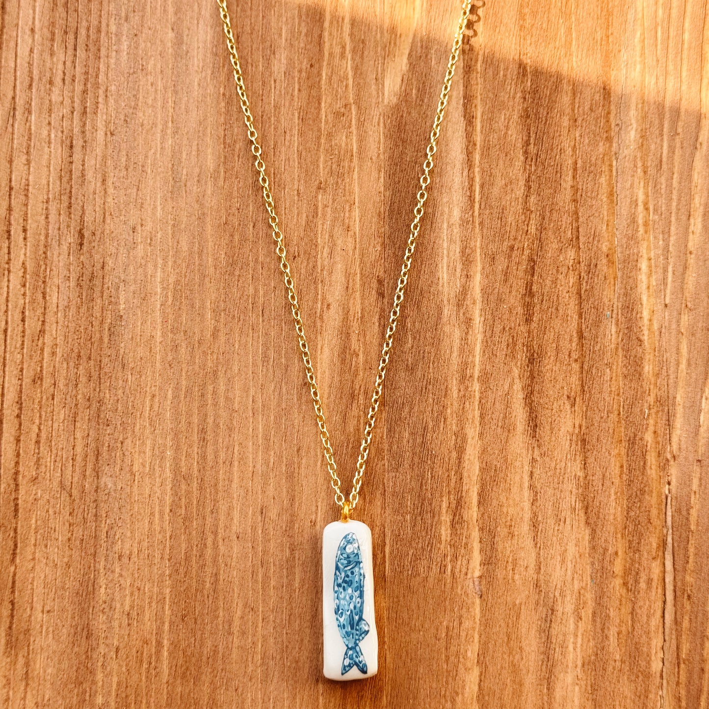 hand painted sardine necklace