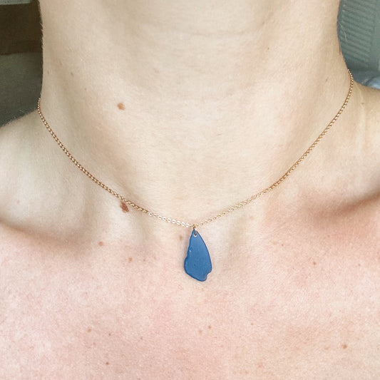 drift necklace - blue sea glass