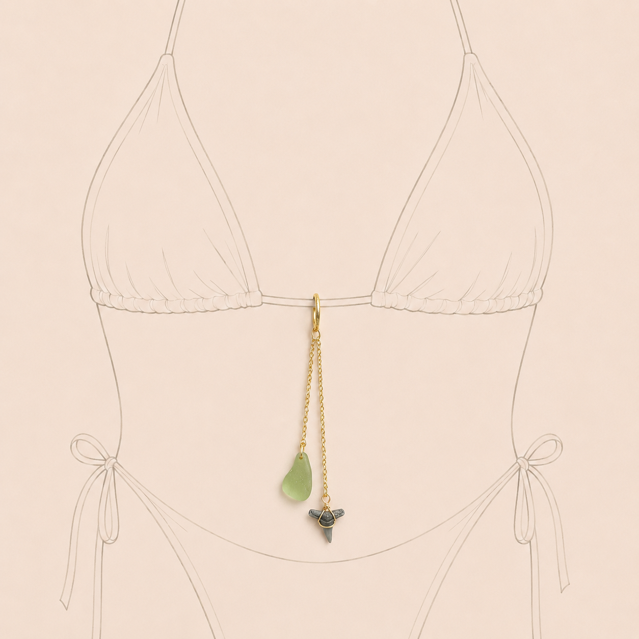 tooth and glass bikini charm