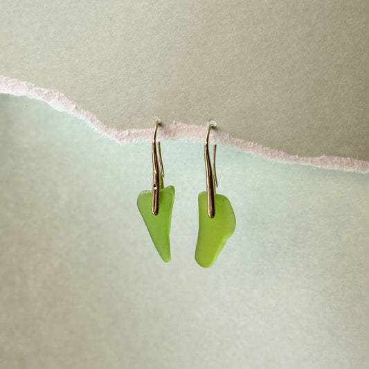 green sea glass pendant earrings