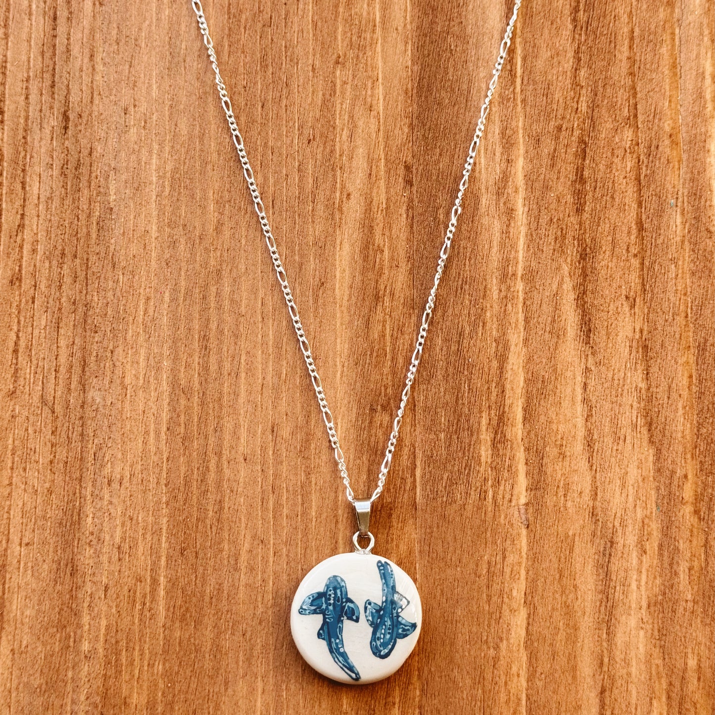 hand painted shark necklace