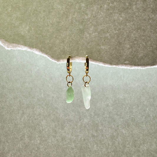 aqua sea glass huggies