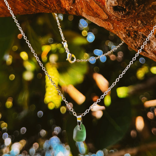 green seaglass pendant necklace