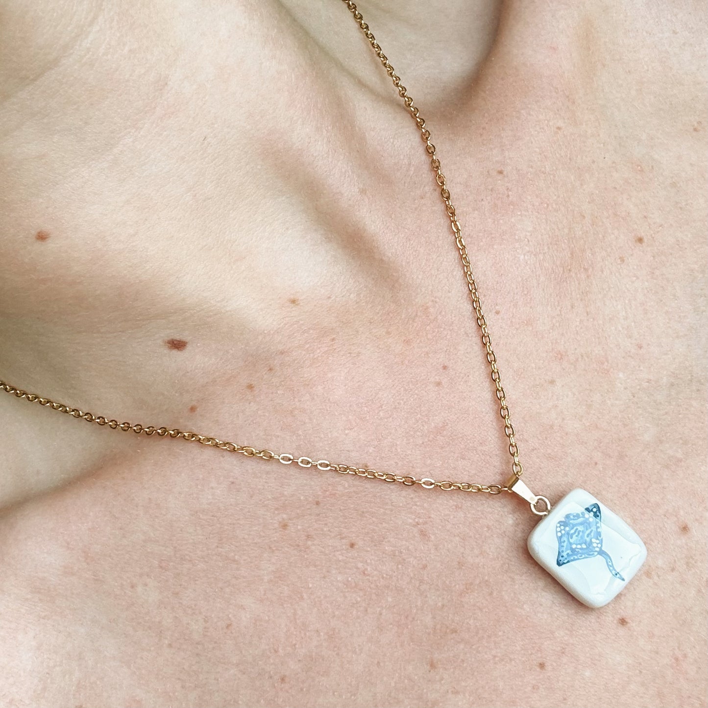 hand painted stingray necklace