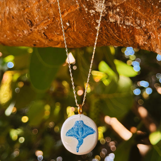 hand painted stingray necklace