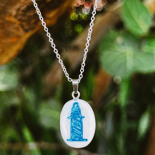 hand painted lighthouse necklace