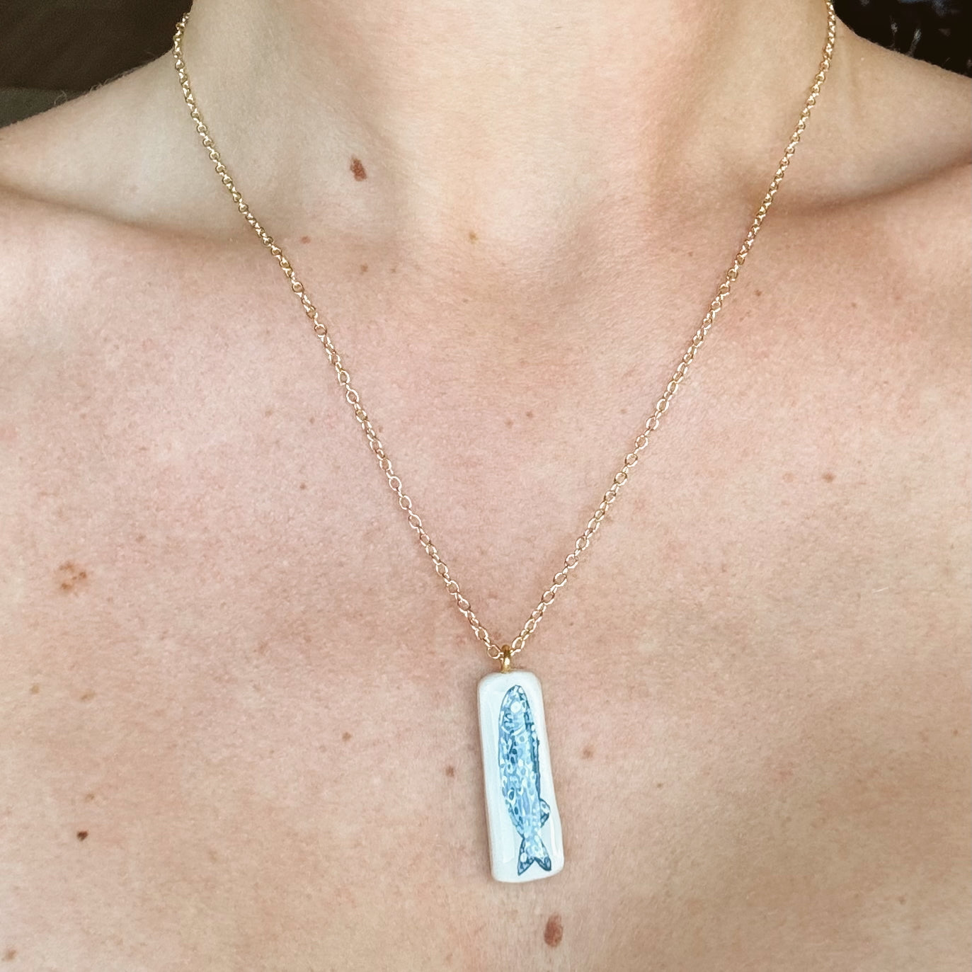 hand painted sardine necklace
