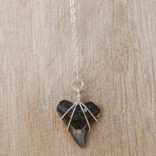 silver bullshark drop necklace