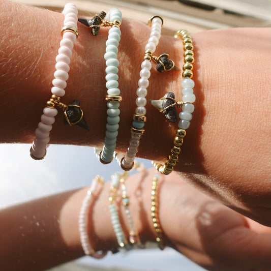 baby tooth bracelet - gold and pink