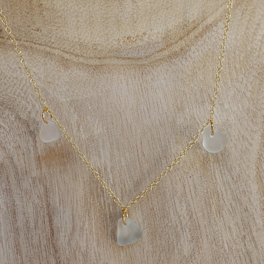 triple seaglass necklace