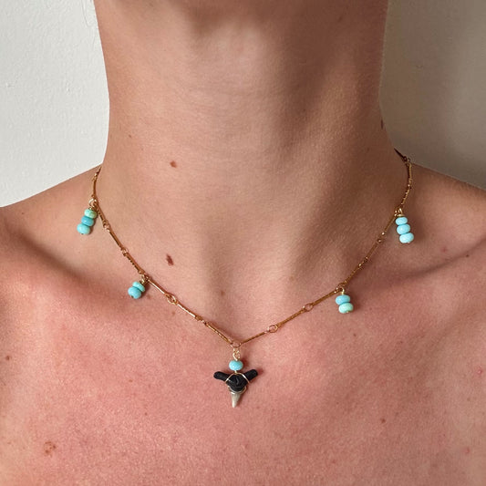 hammerhead and opal charm necklace