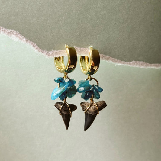 thresher and natural gemstone huggies