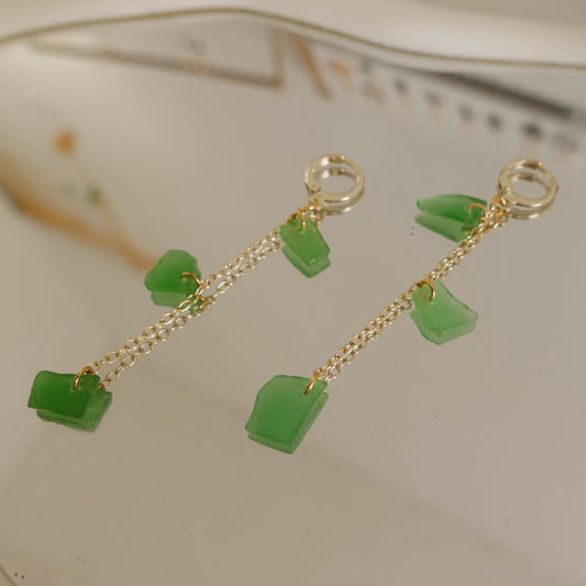 triple sea glass earrings