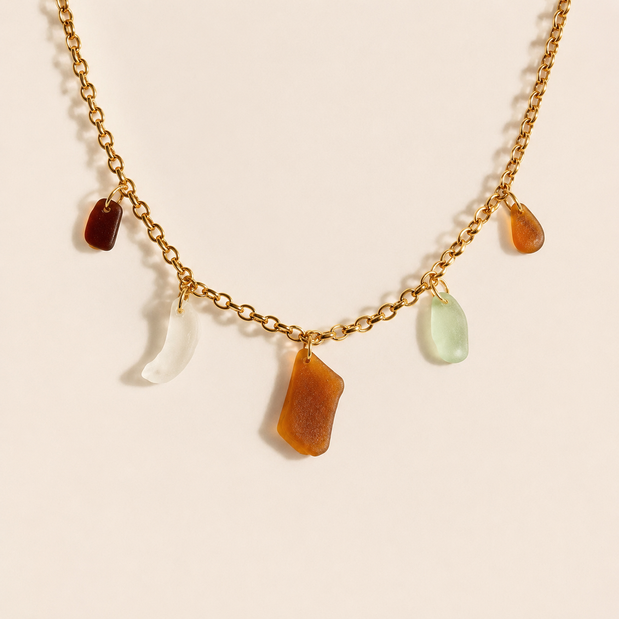 multi seaglass charm necklace