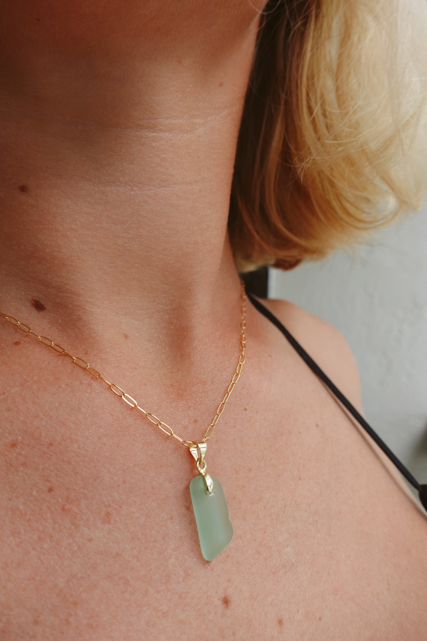 Aqua Seaglass Pendant Necklace