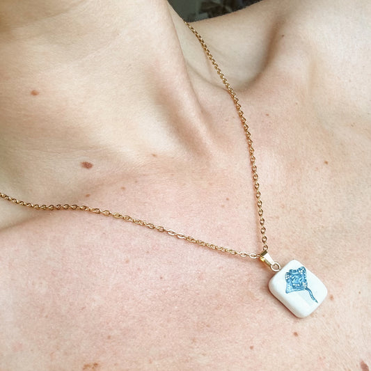 hand painted stingray necklace