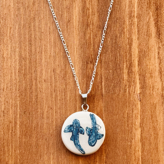 hand painted shark necklace