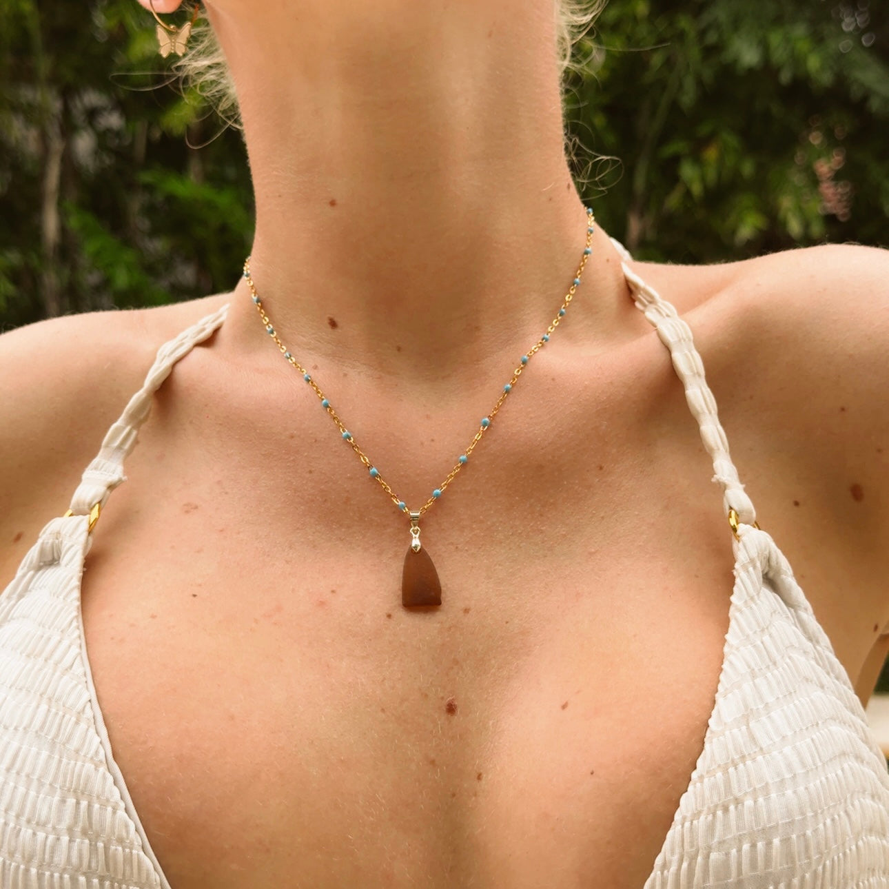 figi necklace - brown sea glass