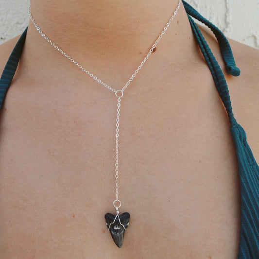 silver bullshark drop necklace