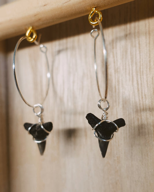 silver fossil hoops