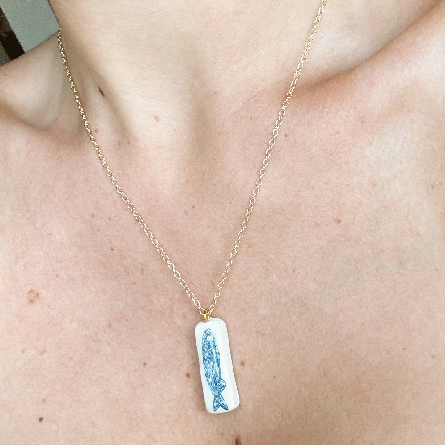 hand painted sardine necklace