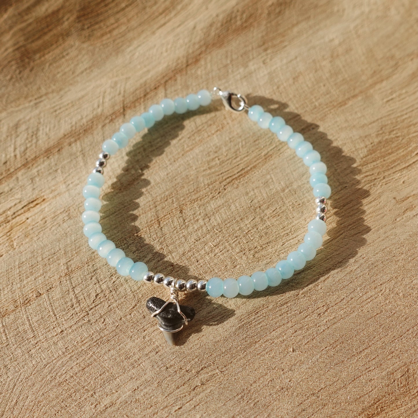baby tooth bracelet - blue and silver