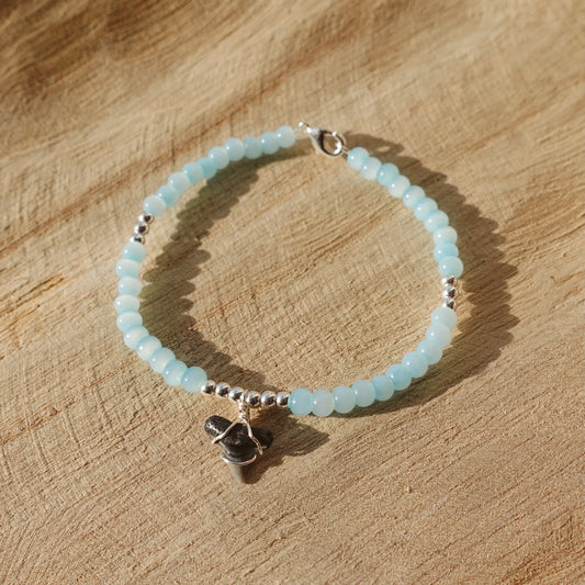 baby tooth bracelet - blue and silver