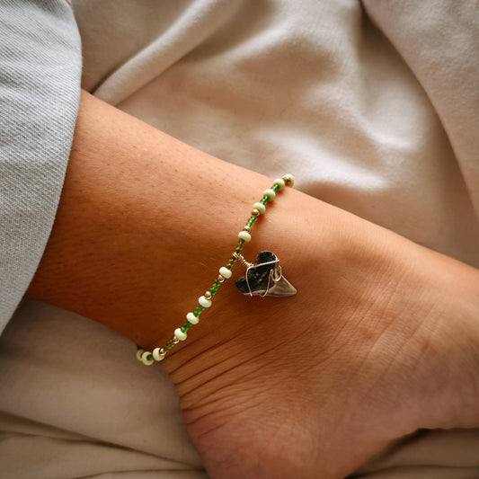 wave tooth anklet - mix green