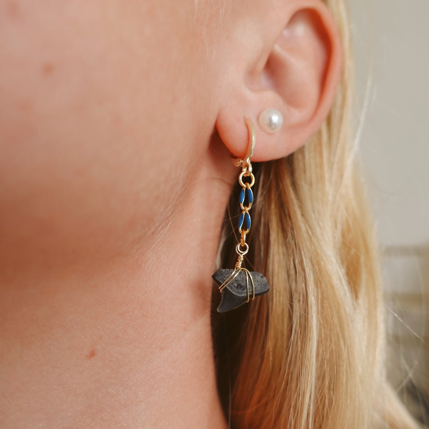 fossil bull enamel earrings