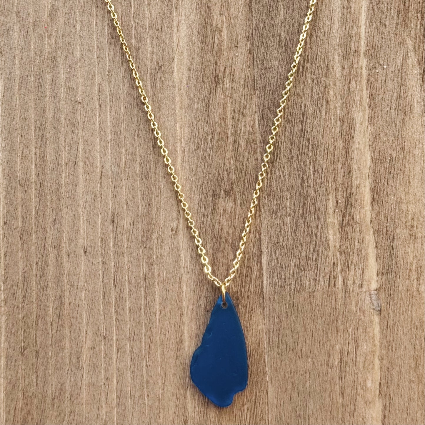 drift necklace - blue sea glass